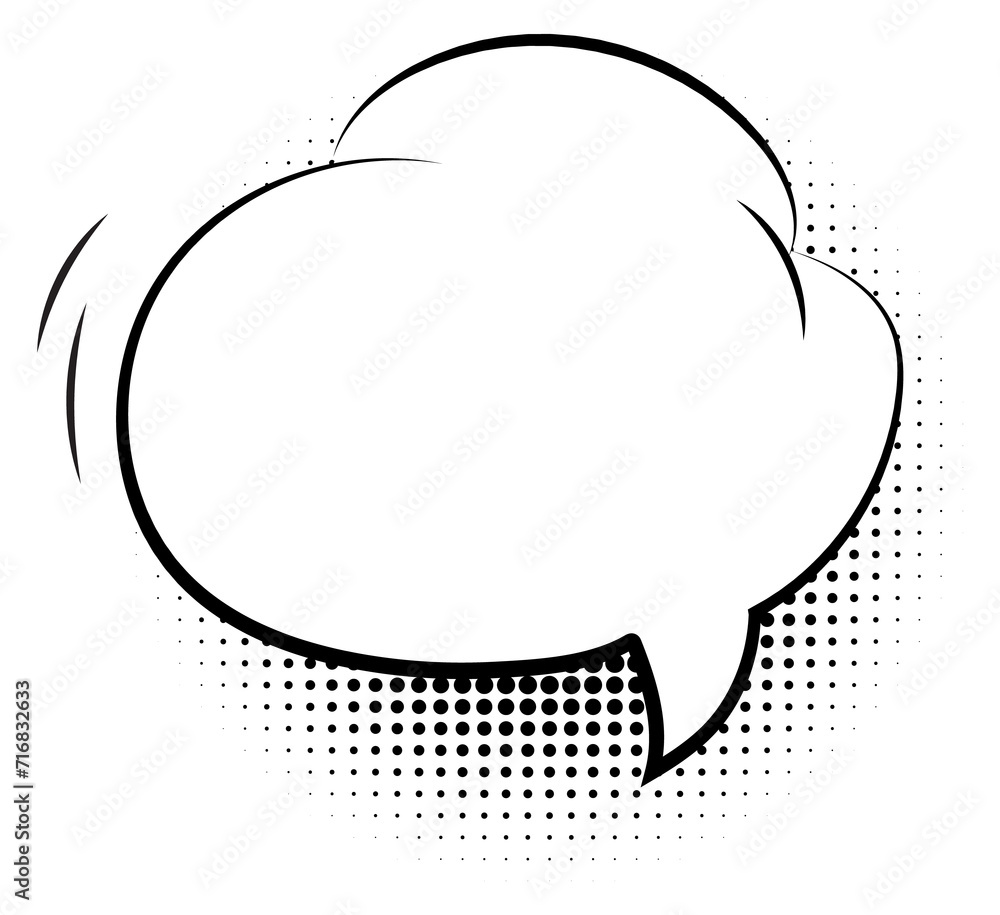 Fototapeta premium Empty comic cloud template with dot gradient shadow