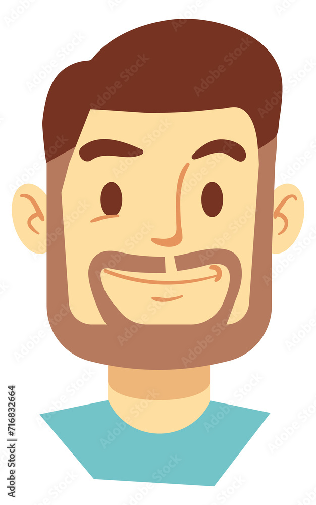 Smiling happy male face icon. Cartoon man head Smiling happy male face icon. Cartoon man head