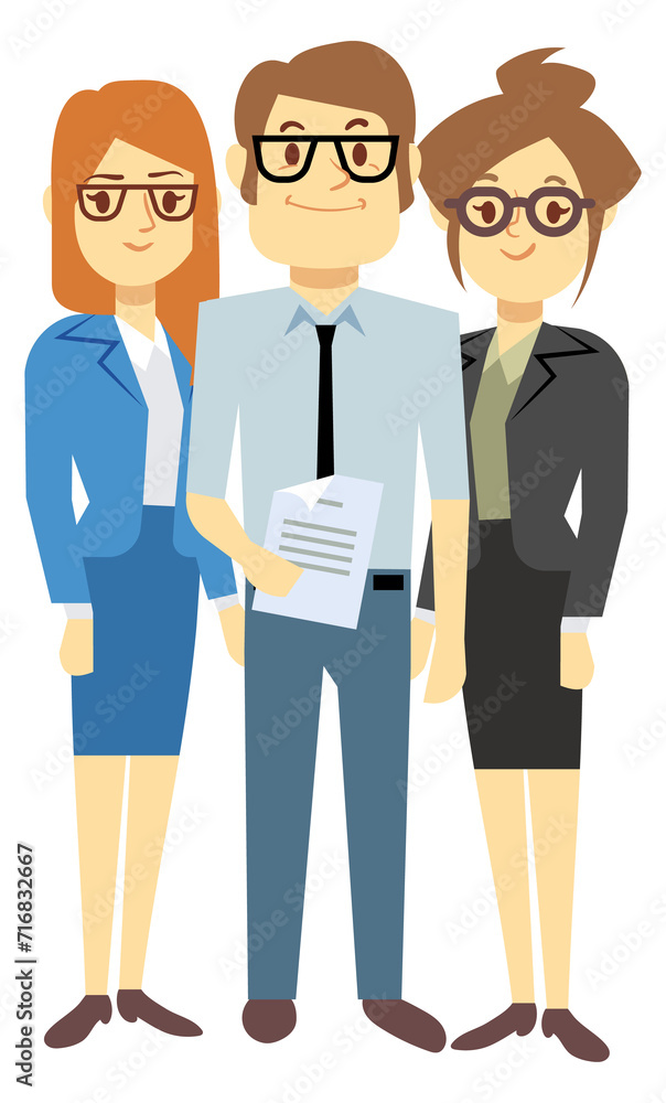 Happy office workers together. Cartoon business team Happy office workers together. Cartoon business team