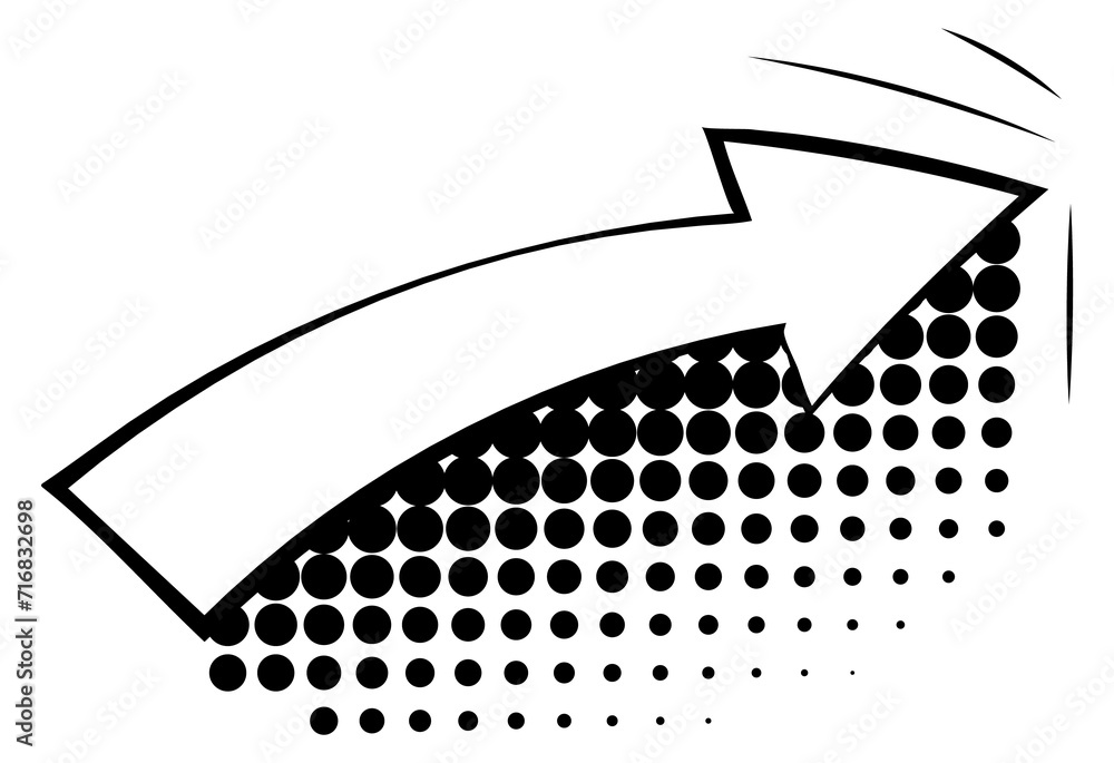 Naklejka premium Arrow in comic style with pop art gradient shadow