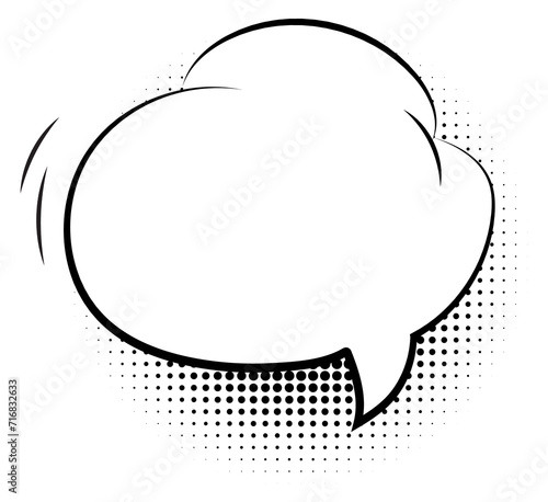 Empty comic cloud template with dot gradient shadow