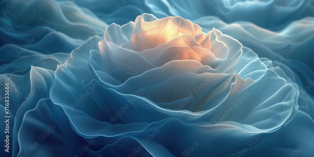 Icy flower with flashes of glitter, mother-of-pearl, velvet, satin or silk, cold pastel colors like nature, sensual like feelings, mother's love, beauty care rituals, paid rose, sutil touch of glamour - obrazy, fototapety, plakaty 