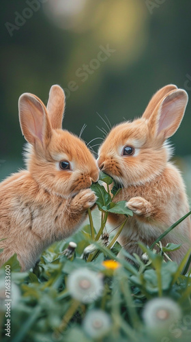 Fototapeta Naklejka Na Ścianę i Meble -  Cute baby bunny! Meet our lovable baby bunny plushies – the perfect cuddly friends for little ones. Soft, charming, and ideal for creating precious childhood moments. Embrace the magic today!