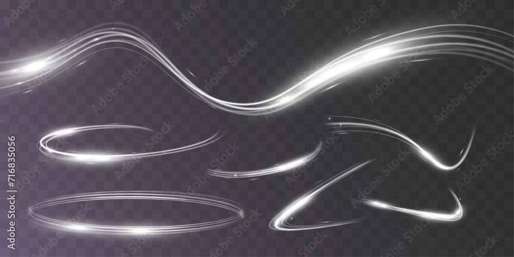 White blur trail wave,wavy silver line of light speed.Vector illustration.
 - obrazy, fototapety, plakaty 