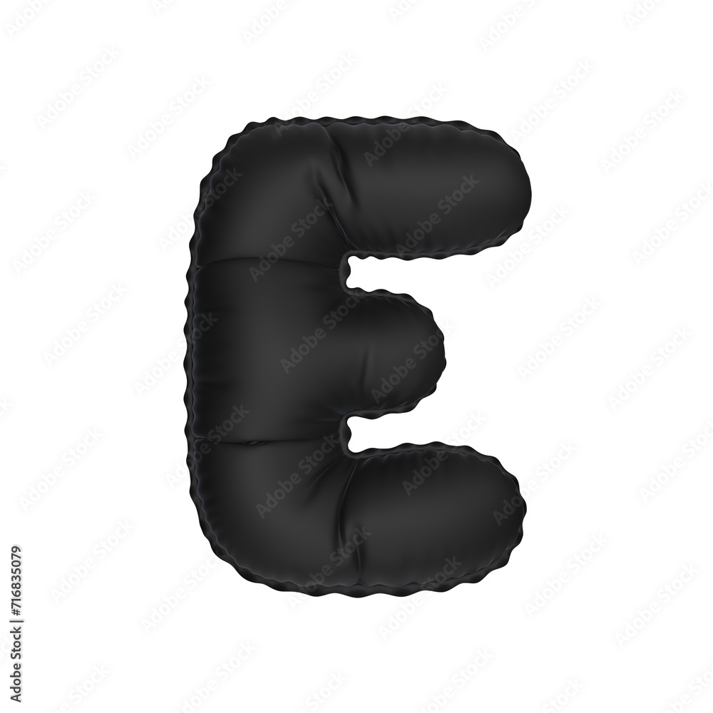 3d illustration black matt balloon letter E 3d illustration black matt balloon letter E