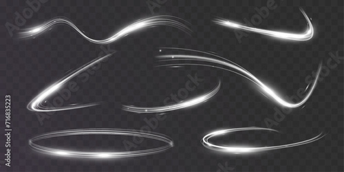 White blur trail wave,wavy silver line of light speed.Vector illustration. 
