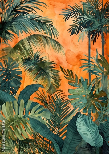 Watercolor Artwork of Tropical Foliage