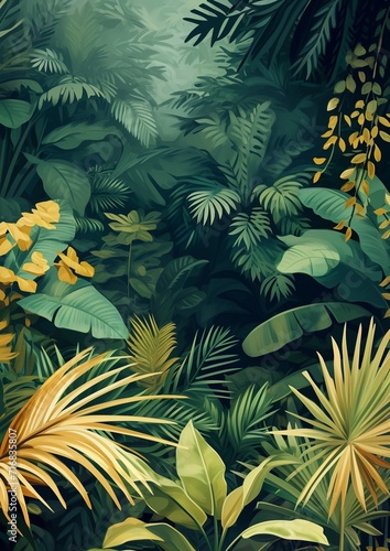 Rich Gold and Green Tropical Foliage