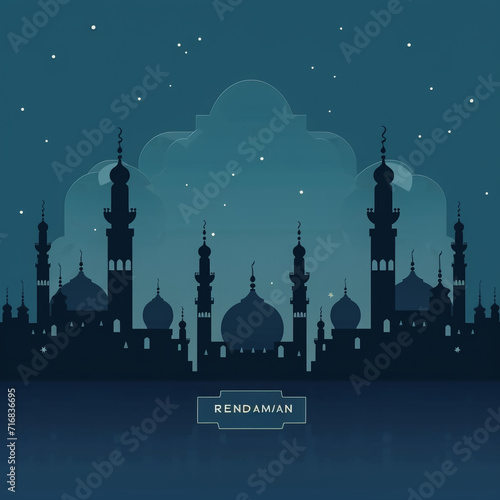 Ramadan Kareem greeting card with mosque © MMAJID