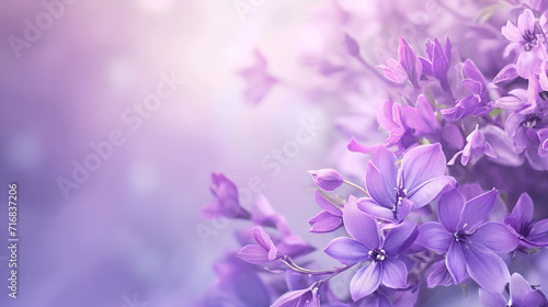  purple flowers with spring background. 