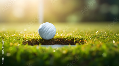 golfer is putting golf into the hole.closeup