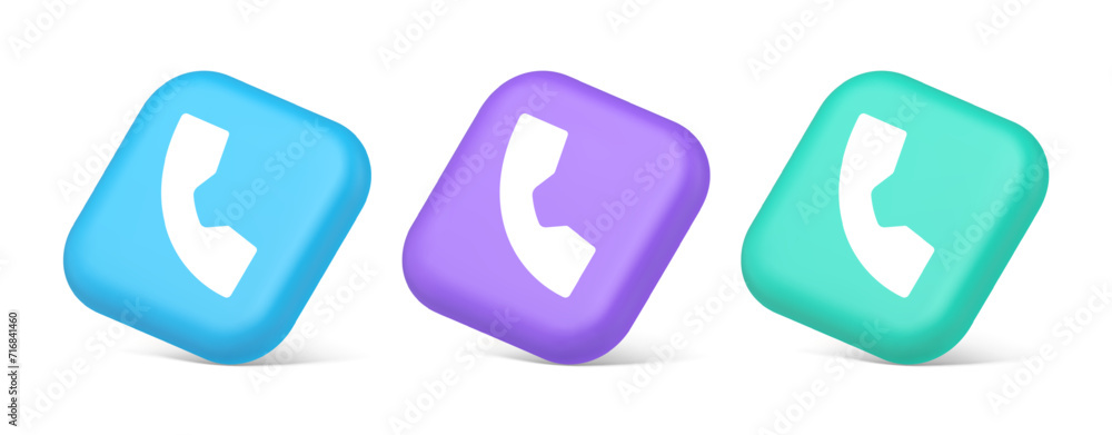 Phone call contact voice communication button web application design 3d realistic isometric icon Phone call contact voice communication button web application design 3d realistic isometric icon