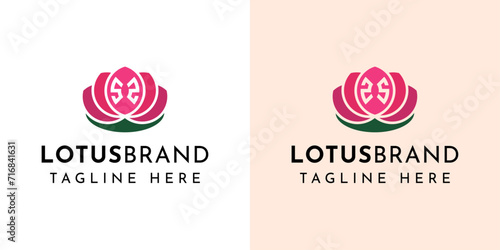 Letter SZ and ZS Lotus Logo Set, suitable for business related to lotus flowers with SZ or ZS initials. photo