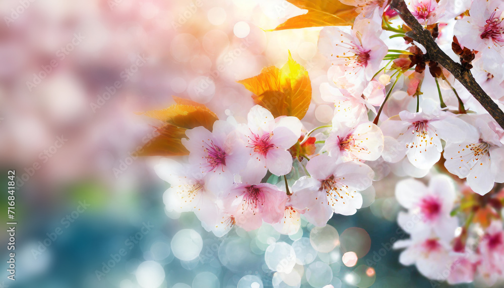 Arrière-plan sur le thème de la saison des fleurs de cerisier de Tokyo au Japon, sur un fond flou pour espace de copie, titre ou texte