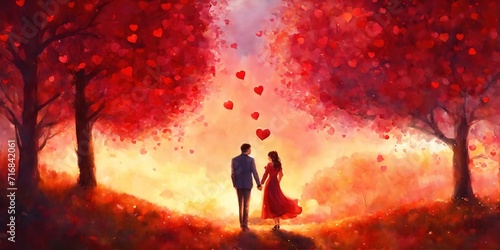 Illustration on the theme of a love story. Heart. Generative AI © Yan Gordiza
