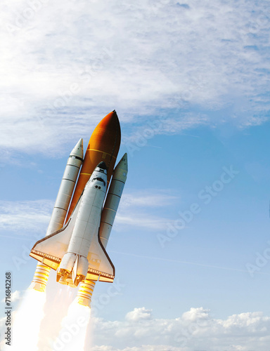 Rocket above the earth. The elements of this image furnished by NASA.