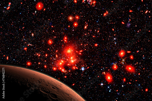 Mars and stars. The elements of this image furnished by NASA.