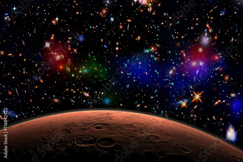 Mars and stars. The elements of this image furnished by NASA.