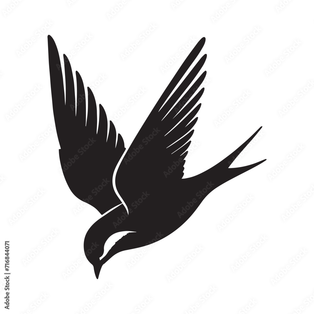 Obraz premium Flying birds silhouettes on white background.