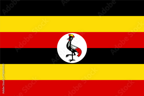 Flag of Uganda, Uganda Flag, National symbol of Uganda country. Fabric and texture flag of Uganda