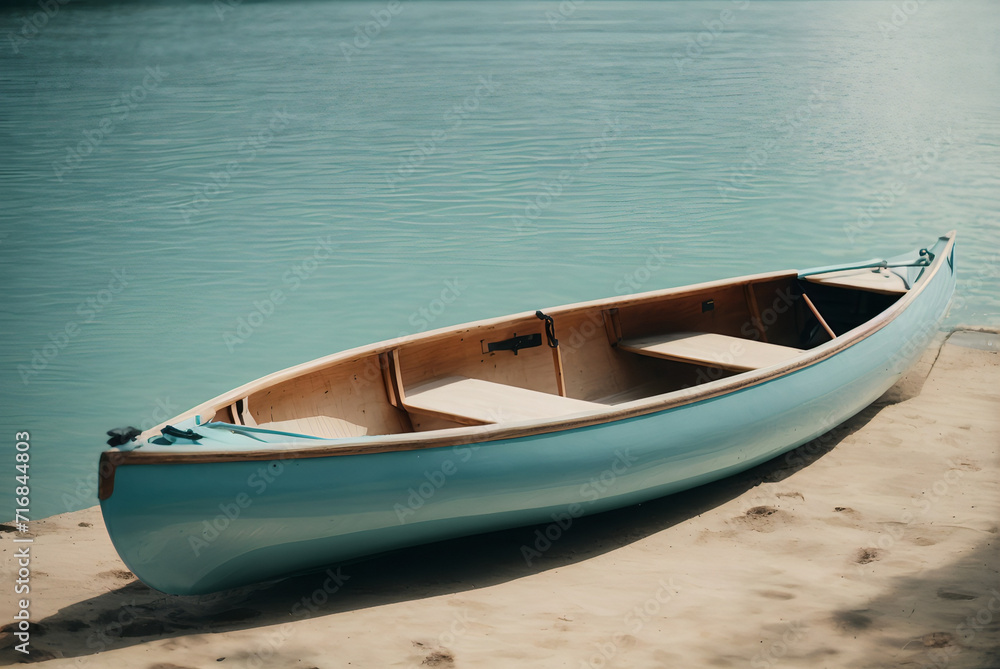 A Blue Boat Adventure Awaits on the Crystal Waters of our Serene Lake A Blue Boat Adventure Awaits on the Crystal Waters of our Serene Lake