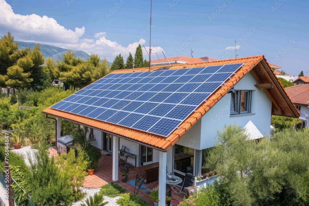 residential unit with solar panels on the roof 