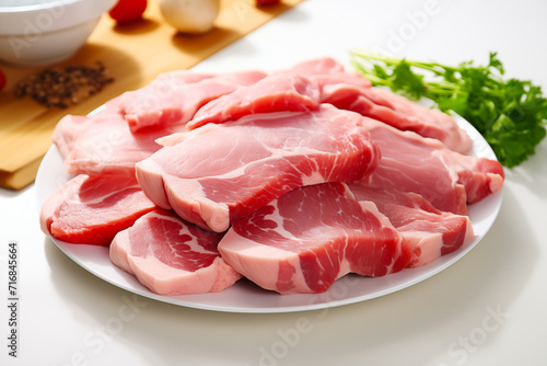 raw meat on a plate.