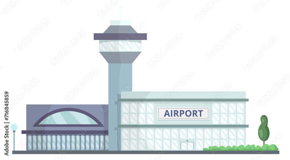 Airport facade. City building icon. Urban architecture Airport facade. City building icon. Urban architecture