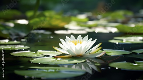 water lily in the pond wallpaper Stock Photography Ai Generative