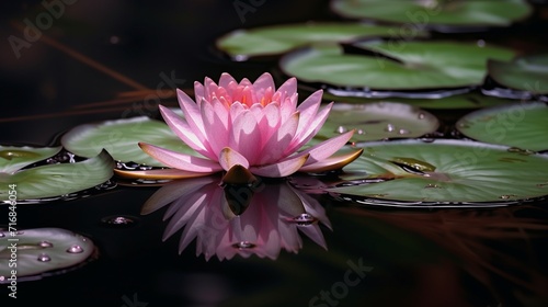 water lily in the pond wallpaper Stock Photography Ai Generative