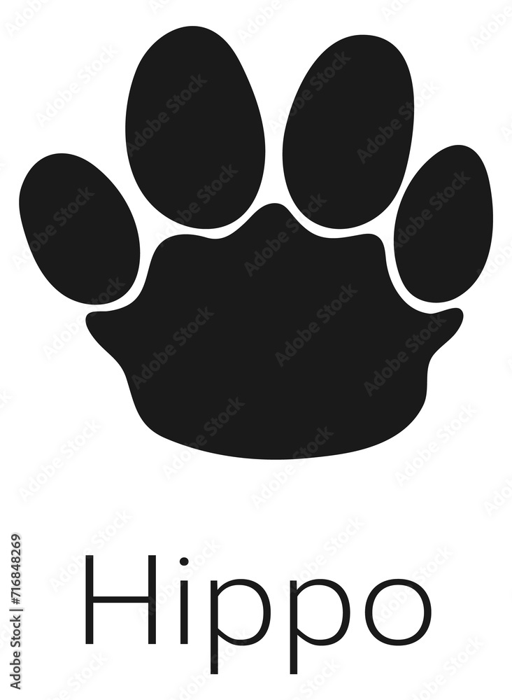 Safari animal footprint. Black hippo trail symbol Safari animal footprint. Black hippo trail symbol