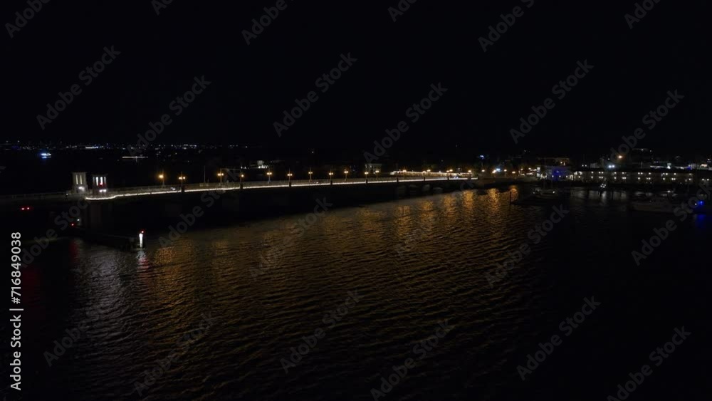 Night aerial video Bridge of Lions St Augustine Florida Night aerial video Bridge of Lions St Augustine Florida