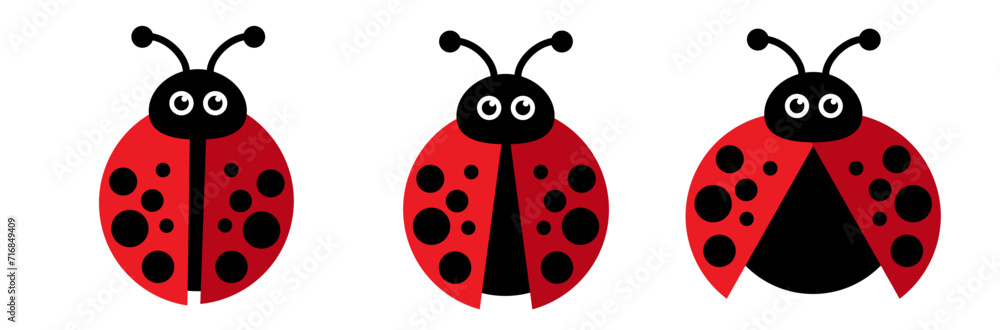 Obraz premium Three simple ladybug. Vector sign