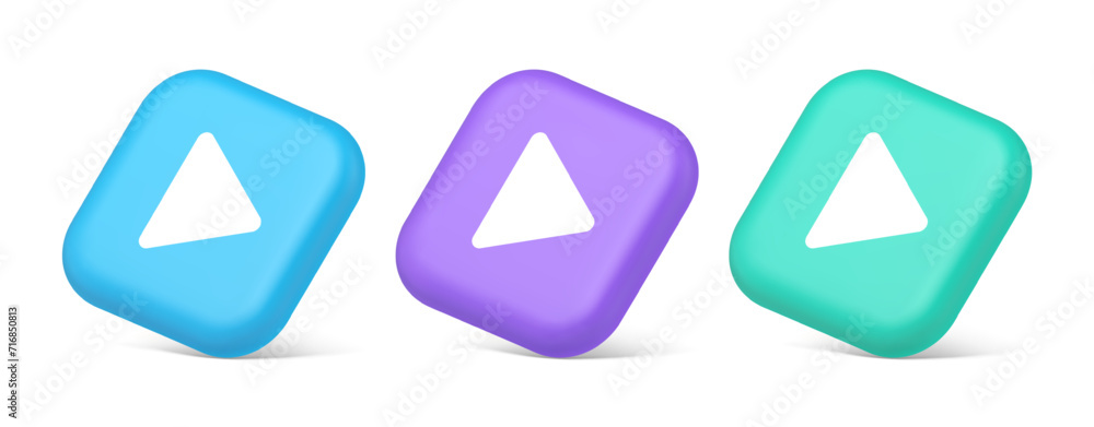 Play button triangle right arrow multimedia content player web app design 3d isometric icon Play button triangle right arrow multimedia content player web app design 3d isometric icon