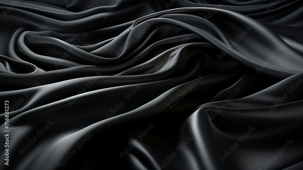 Fototapeta premium Black luxury fabric background with copy space, Generative AI.