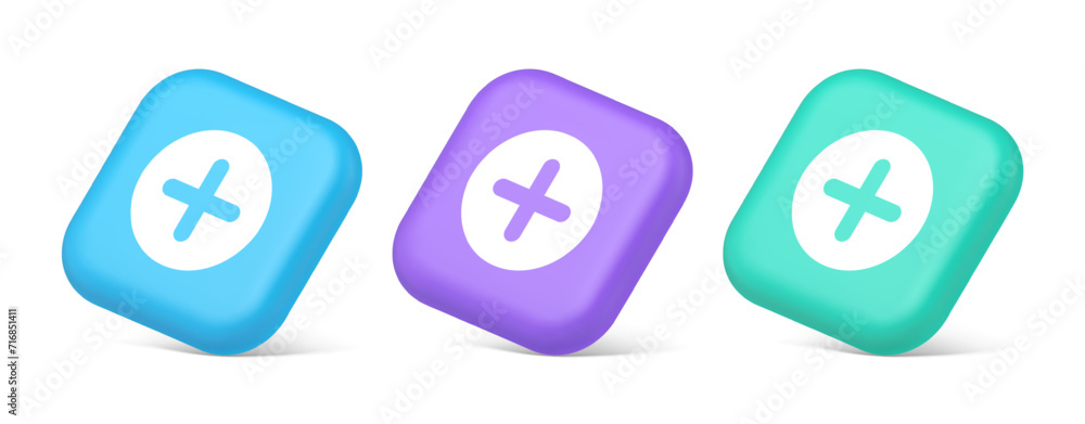 Plus add button mathematical addition symbol 3d realistic isometric icon Plus add button mathematical addition symbol 3d realistic isometric icon