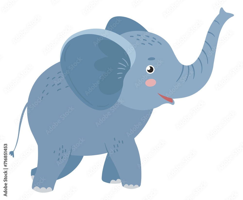 Funny elephant baby character. Cute animal mascot