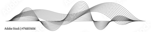 Fototapeta Naklejka Na Ścianę i Meble -  Audio wave. Black line amplitude smooth signal