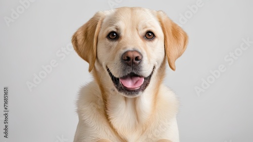 Portrait of Yellow labrador retriever dog on grey background © QuoDesign