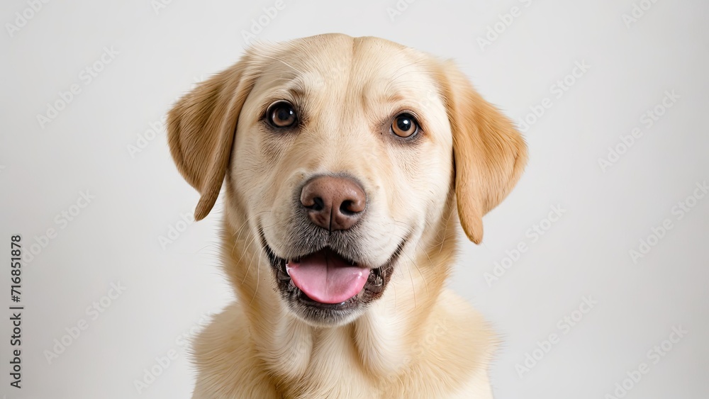 Portrait of Yellow labrador retriever dog on grey background Portrait of Yellow labrador retriever dog on grey background