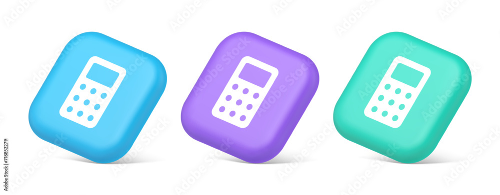 Calculator button mathematical number counting web application design 3d realistic isometric icon Calculator button mathematical number counting web application design 3d realistic isometric icon