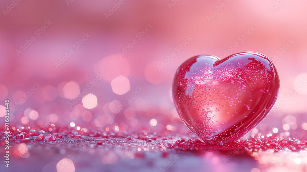 Creamy pink 3D heart with bokeh background. Romantic Valentine's Day shiny crystal heart background Creamy pink 3D heart with bokeh background. Romantic Valentine's Day shiny crystal heart background