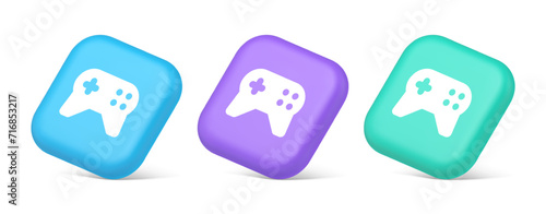 Gamepad controller virtual gaming connect button joystick joypad web app 3d realistic isometric icon