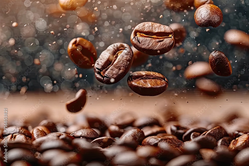 Coffee beans embodying caffeine and roast perfect for espresso brown hue blending into any drink food speaks of black dark seeds background fading into close up macro mocha and natural aroma Coffee beans embodying caffeine and roast perfect for espresso brown hue blending into any drink food speaks of black dark seeds background fading into close up macro mocha and natural aroma