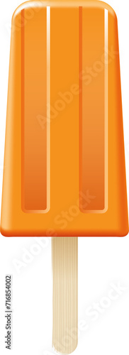 Orange, orange juice ice cream stick or popsicle clipart. Isolated on transparent background.