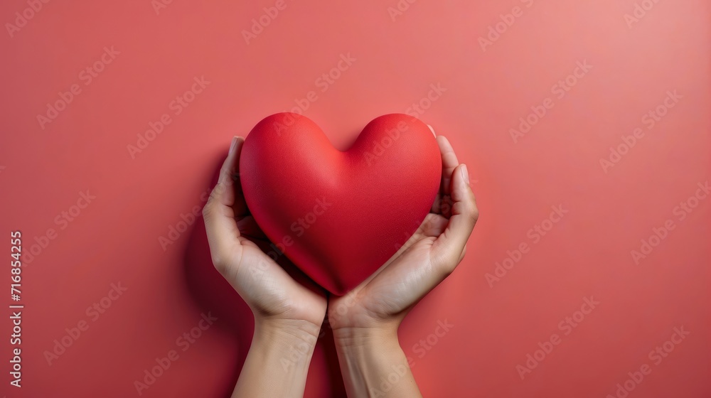 Human hands holding red heart, health care, love, donation, mindfulness, wellbeing, family insurance and valentine concept, Human hands holding red heart, health care, love, donation, mindfulness, wellbeing, family insurance and valentine concept,