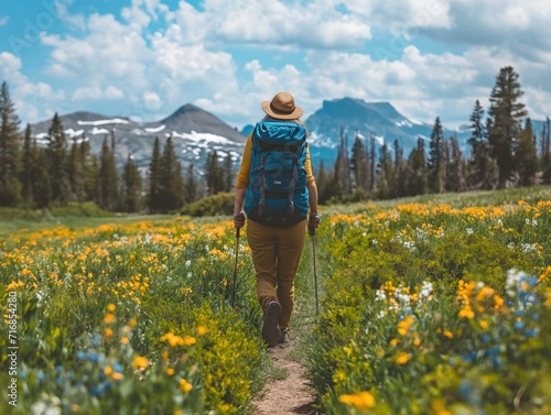 A person hiking in a national park, leaving no trace behind