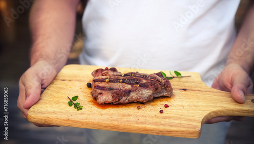 BBQ steak. Barbecue grilled beef steak meat