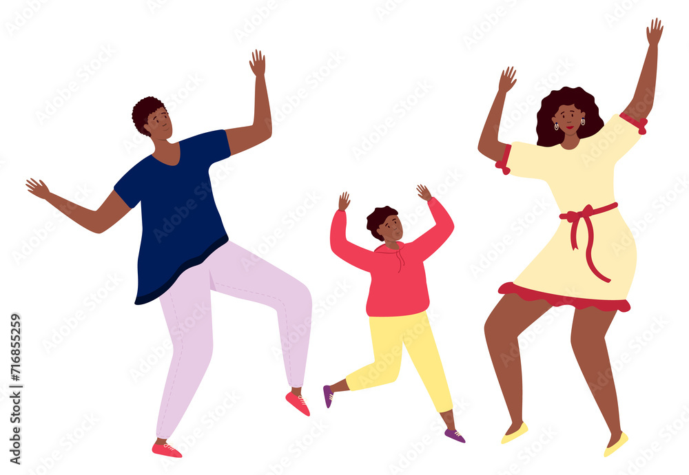 Fototapeta premium Cheerful people celebrating. Joy and hapiness. Dancing character