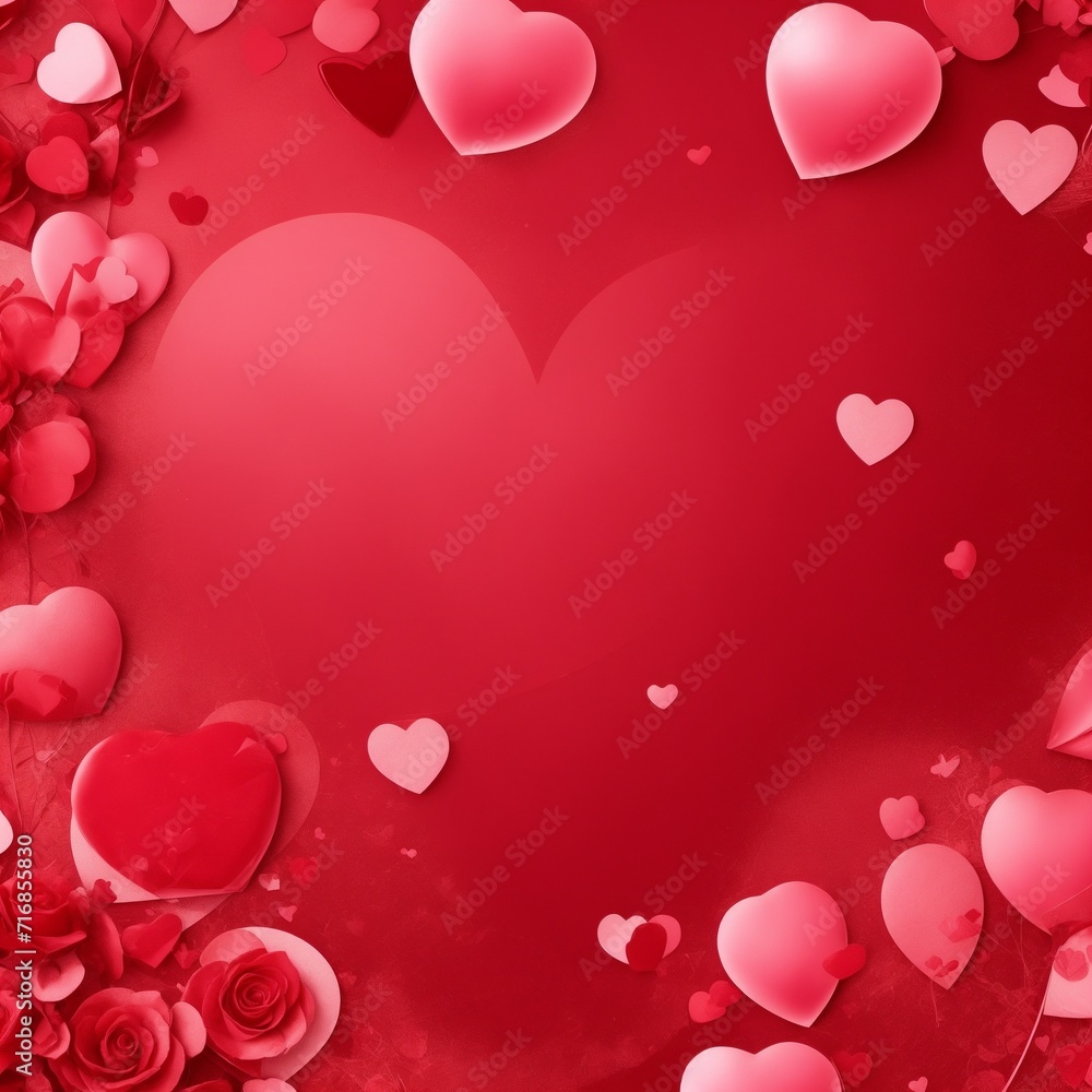 Valentine's Day Love: A charming background adorned with hearts, symbolizing romance and celebration, perfect for Valentine's Day cards, decorations, and gifts